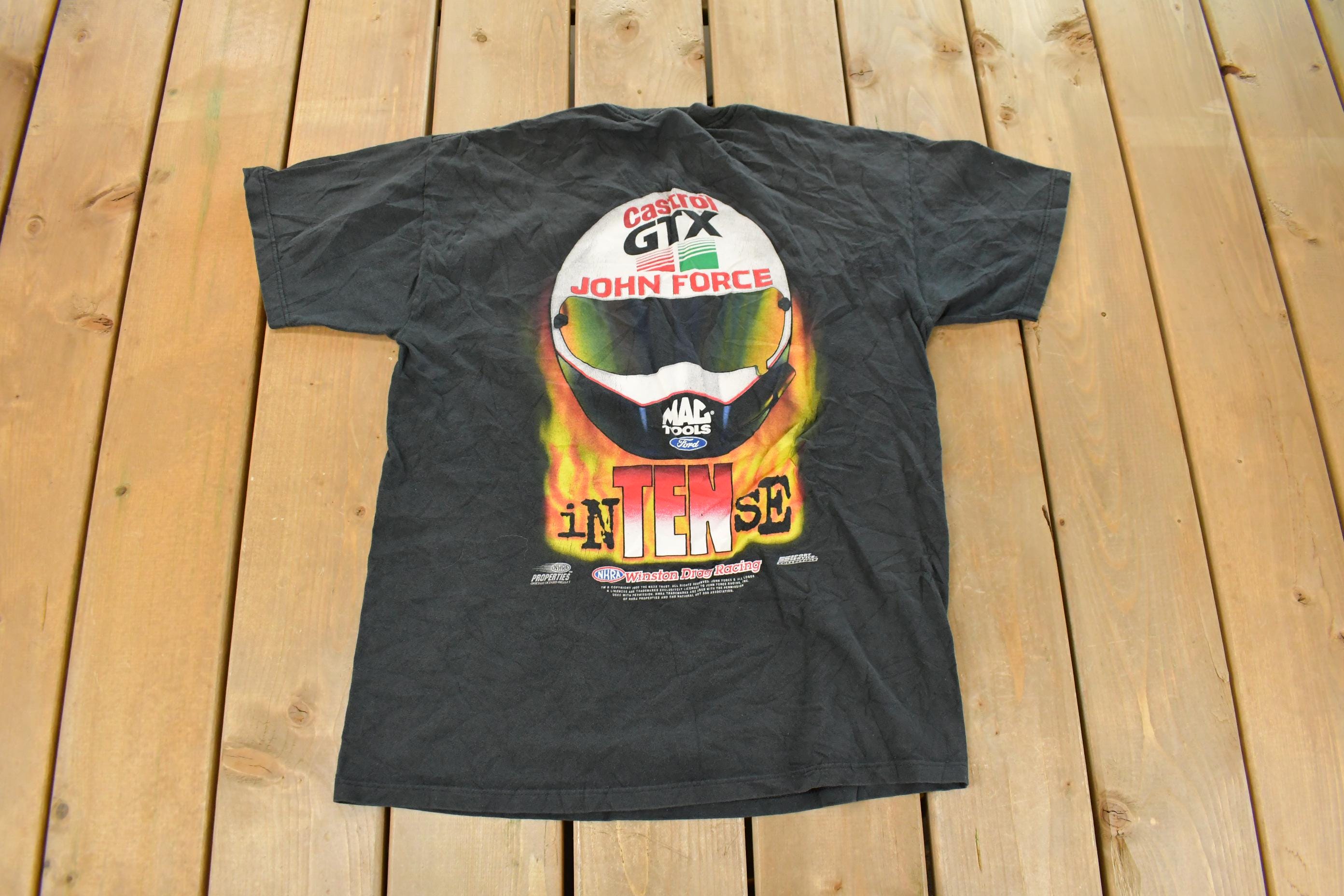 Vintage 1990s NHRA John Force Racing Graphic T-Shirt Men's Medium