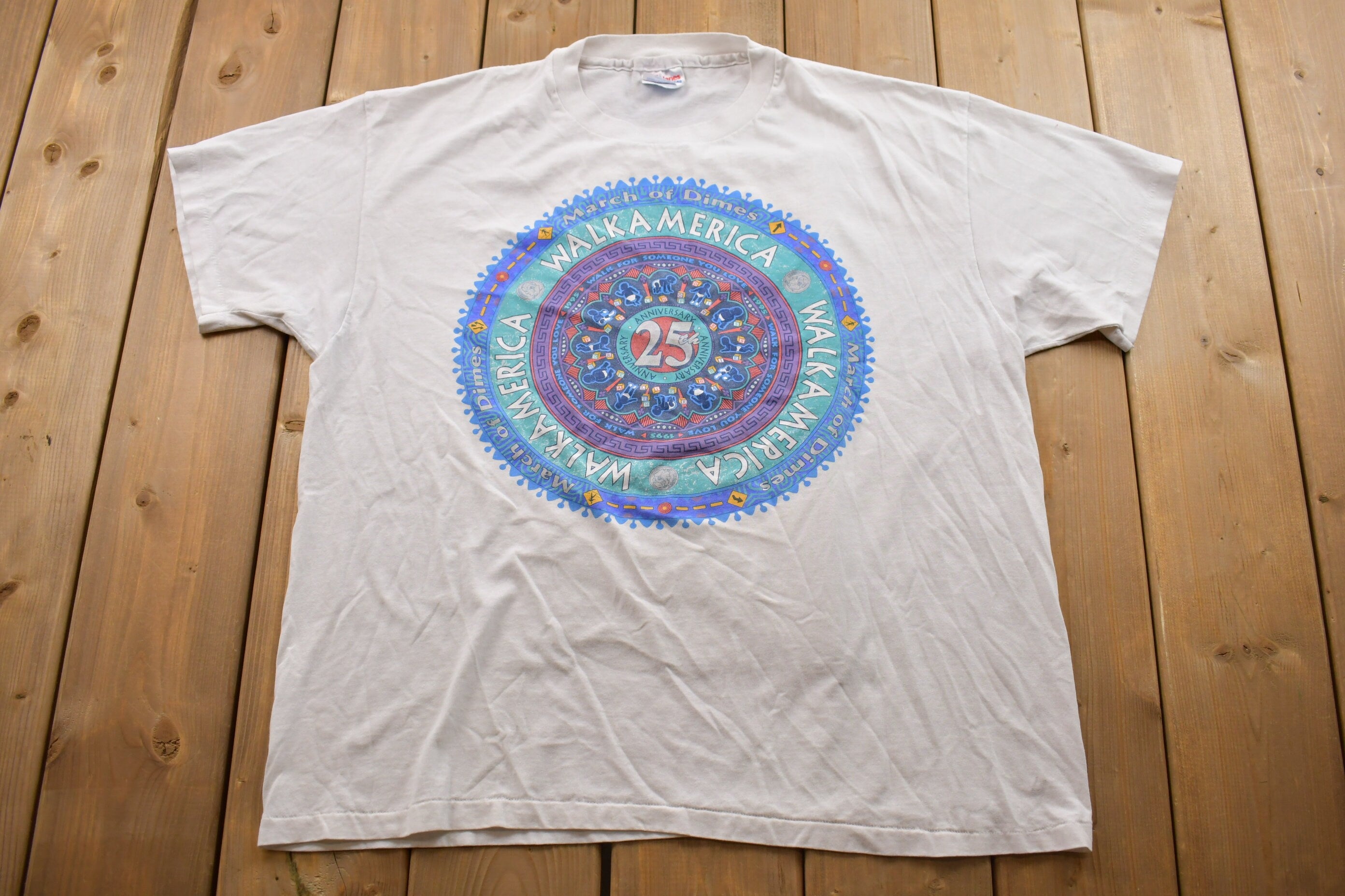 Vintage 1990s Walk America 25th Anniversary Graphic T Shirt