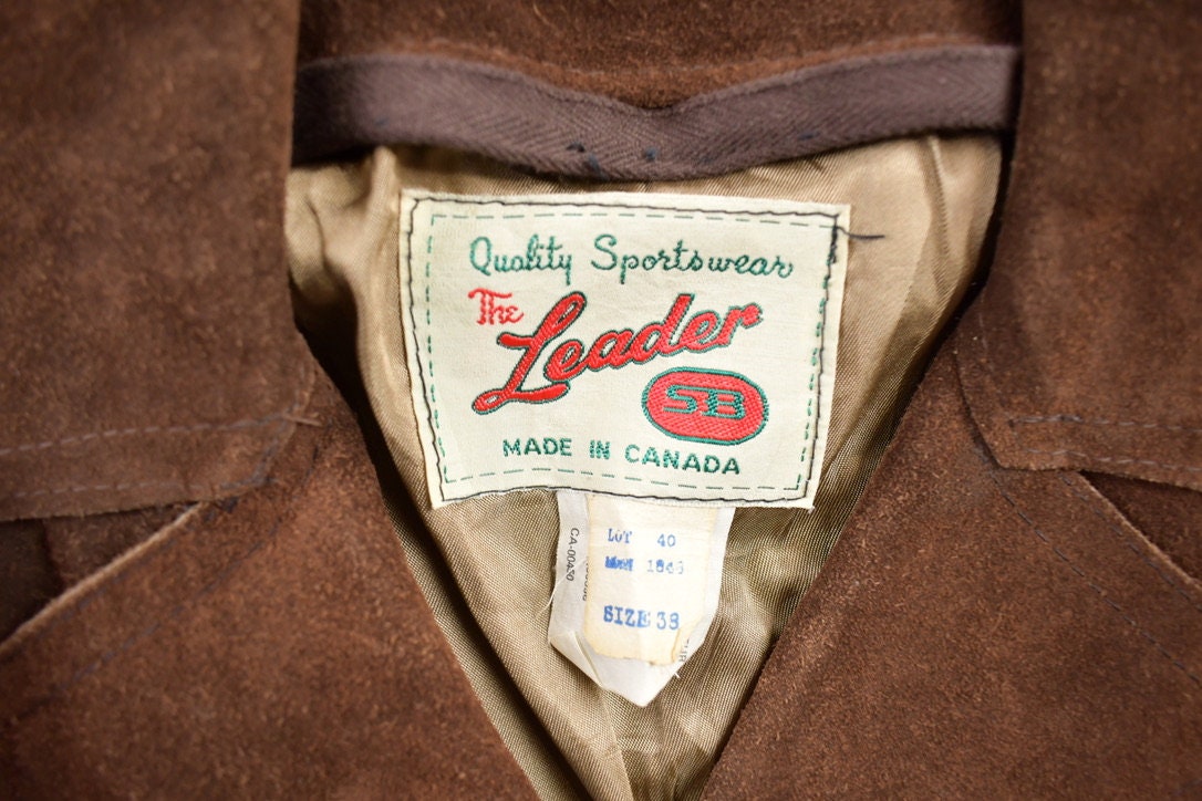 Vintage 1980s The Leader Suede Leather Jacket / Fall Outerwear / Leather Coat / Vintage Suede / Made In Canada / Suede Jacket