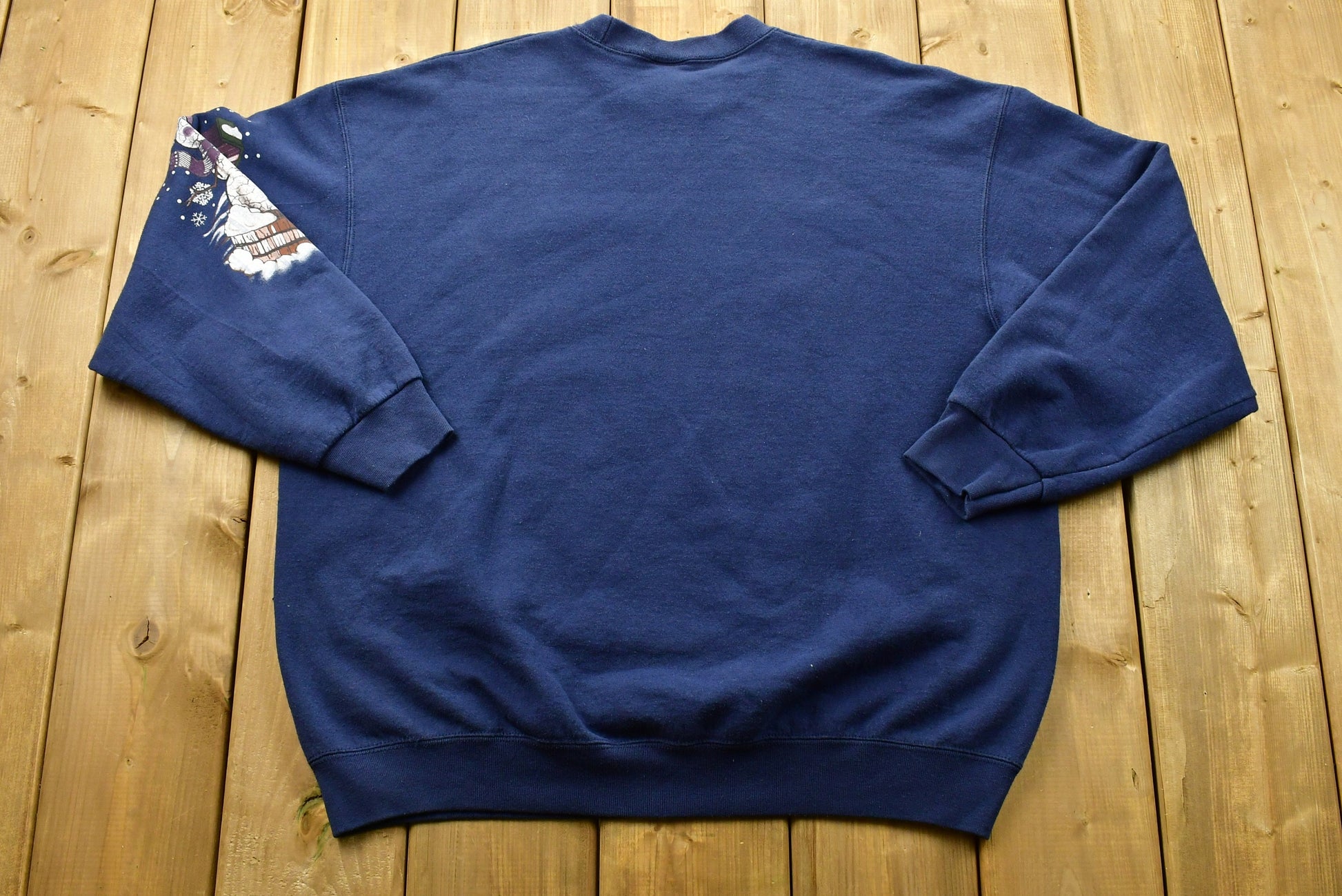 Vintage 90's Snowman Winter Crewneck / 90s Crewneck / Nature / Sleeve Print / Vintage Sweatshirt / American Streetwear / Pullover Sweatshirt