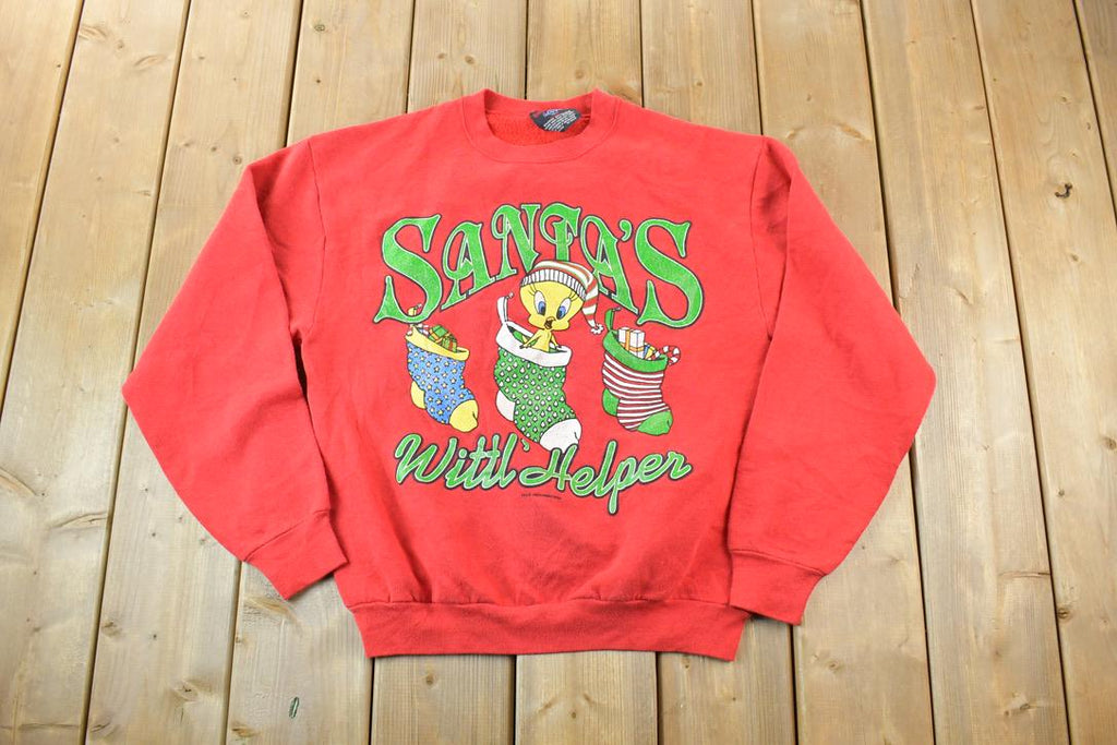 Vintage 1990s Santa's Wittl Helper Tweety Bird Christmas Looney Tunes Crewneck