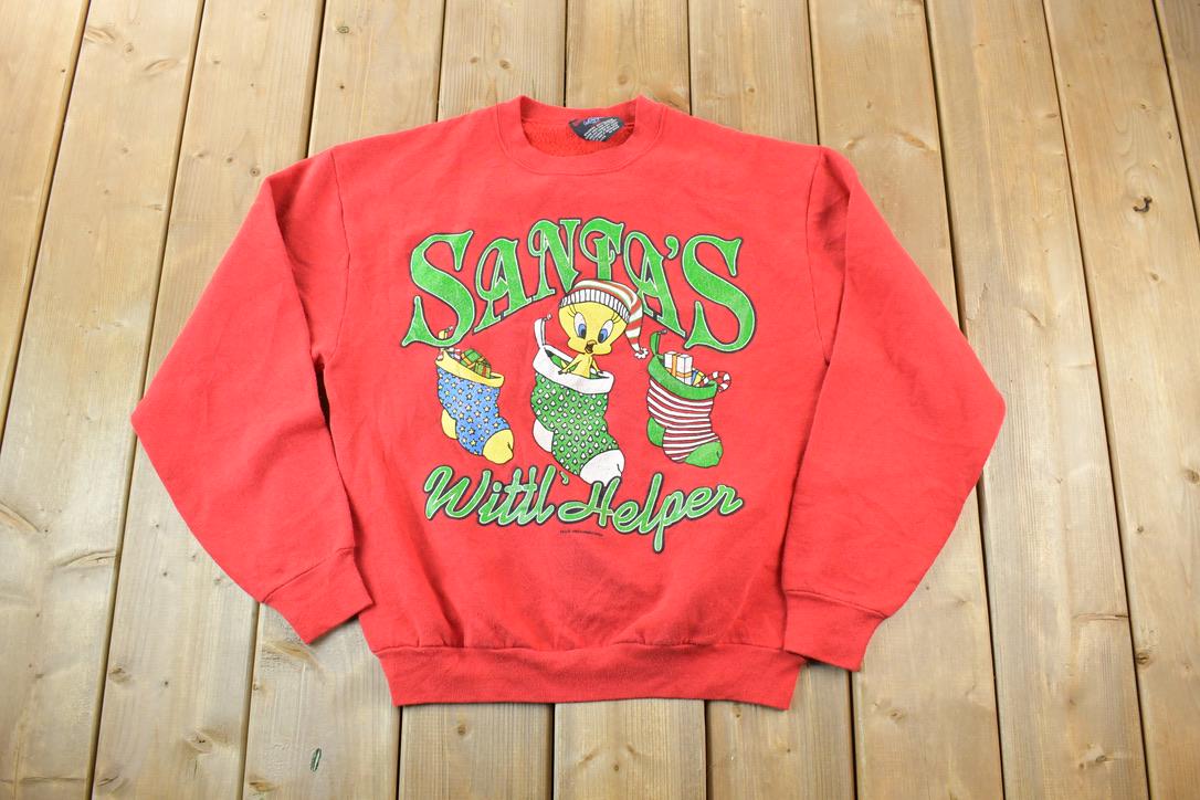 Vintage 1990s Santa's Wittl Helper Tweety Bird Christmas Looney Tunes Crewneck