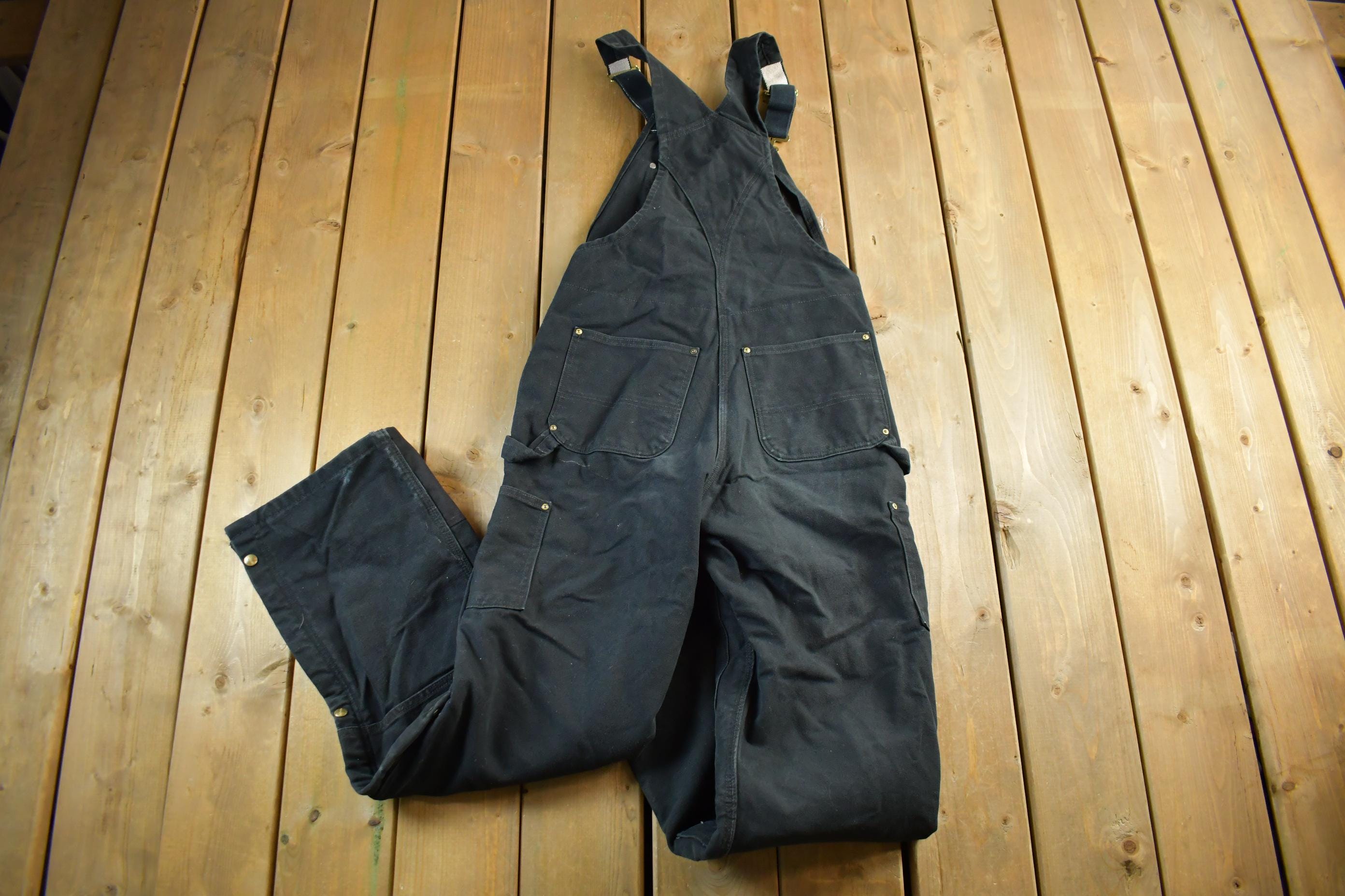 Vintage 1990s Carhartt Double Knee Canvas Overalls Size 32 x 32