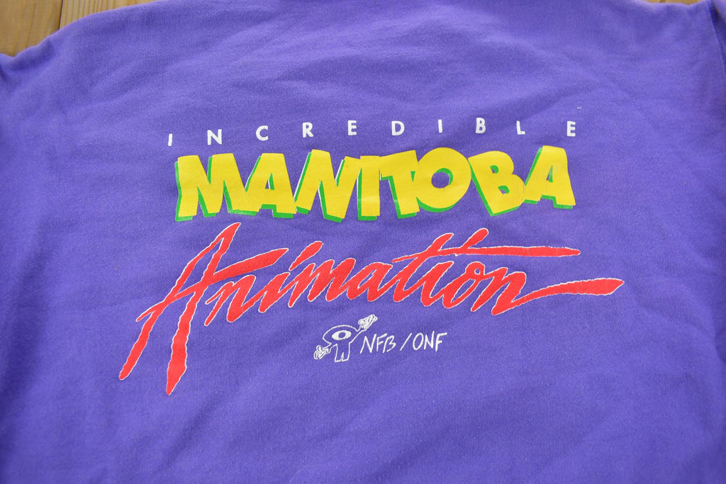 Vintage 1980s Incredible Manitoba Animation Cartoon Crewneck Sweatshirt NFS