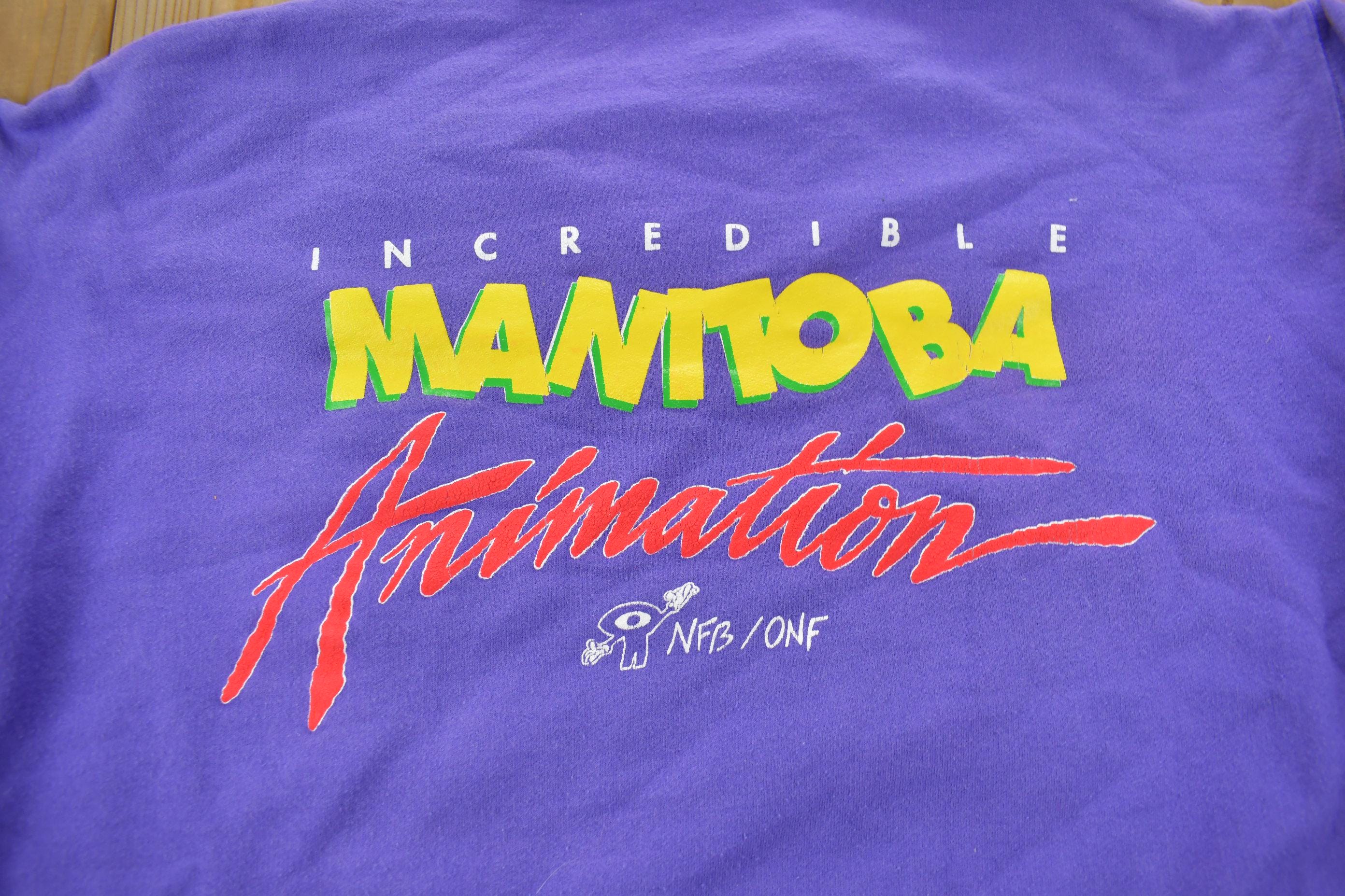 Vintage 1980s Incredible Manitoba Animation Cartoon Crewneck Sweatshirt NFS