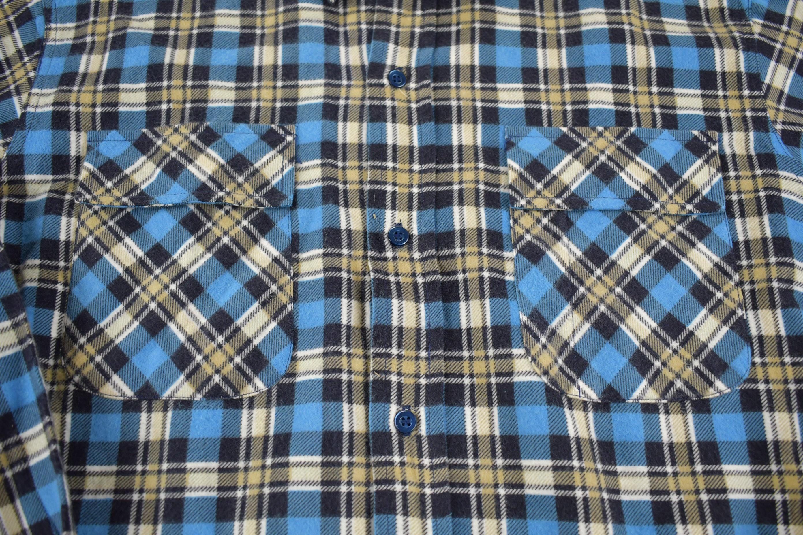 Vintage 1970s Plaid Button Up Flannel Shirt