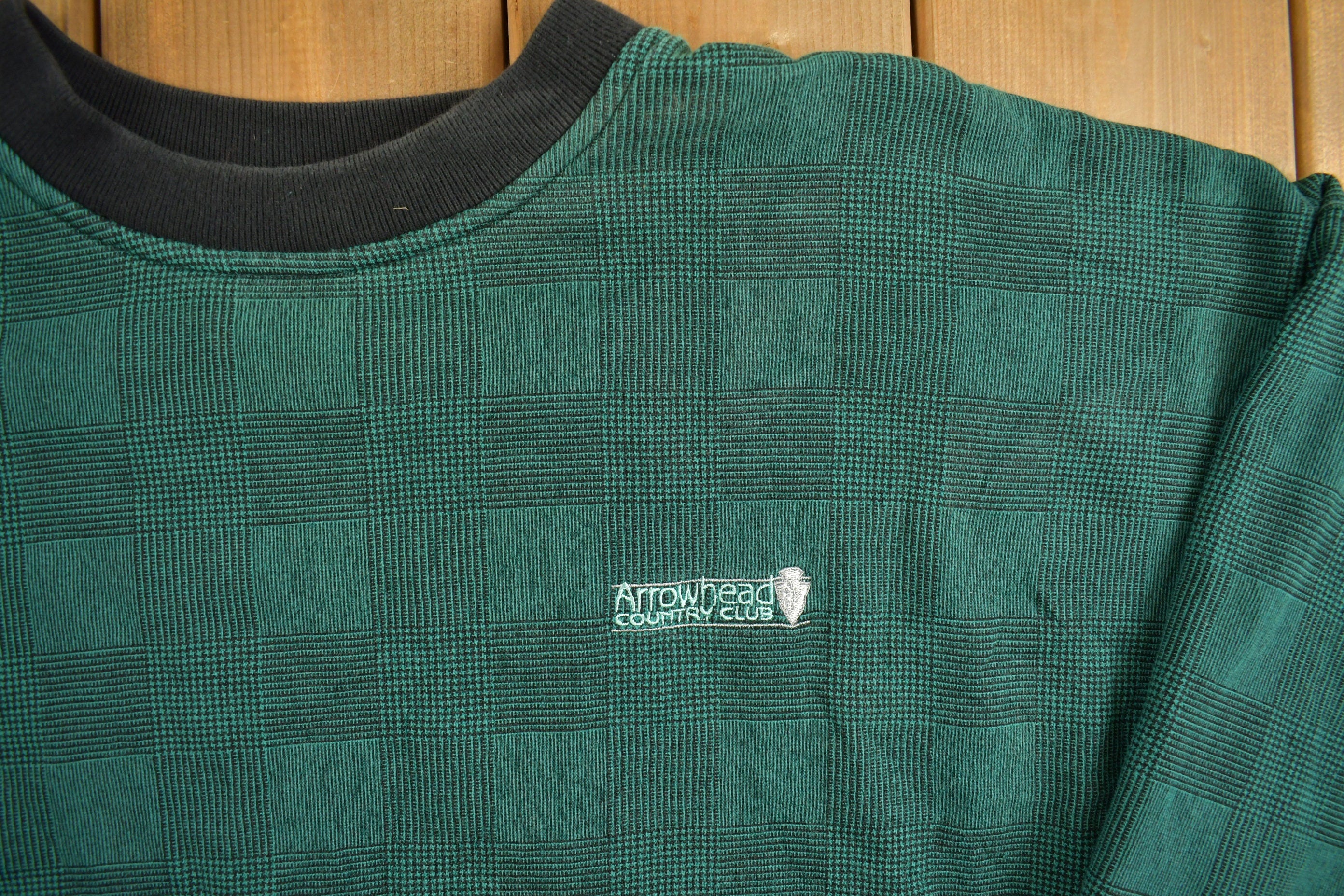 Vintage 1990s Arrowhead Country Club Slazenger Checkered Sweatshirt
