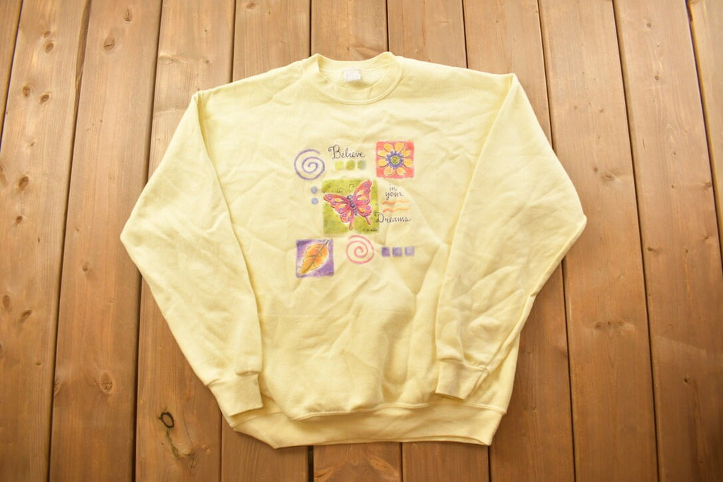 Vintage 1990s Cute Believe In Your Dreams Crewneck Sweater