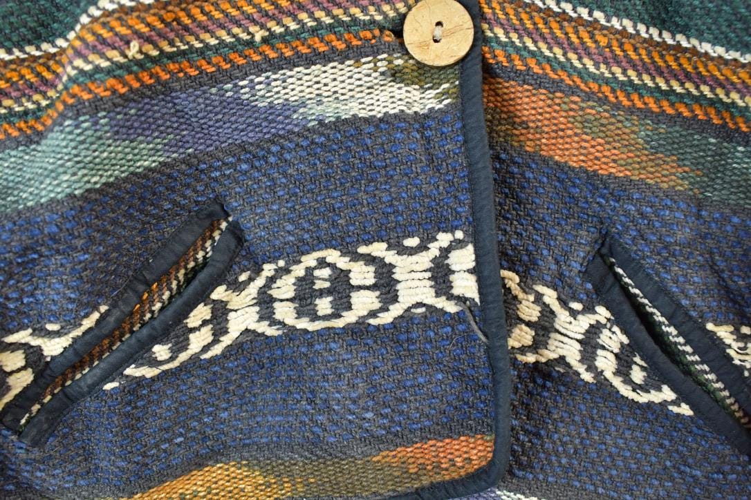 Vintage 1990s Two Twenty Light Abstract Knit Button Up Jacket