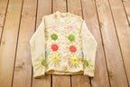 Vintage 1960s Fully Fashioned Floral Graphic Cardigan Sweater
