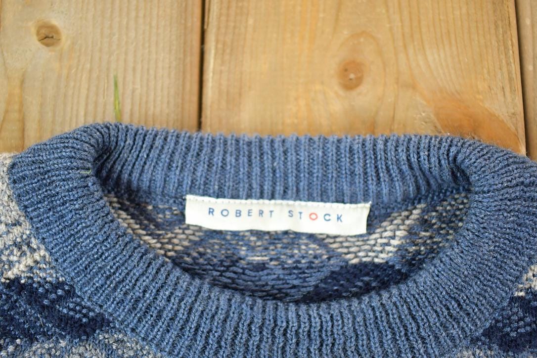 Vintage 1990s Robert Stock Knit Abstract Pattern Crewneck Sweater