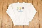 Vintage 1990s Florida Embroidered Palms Crewneck Sweatshirt Men's L