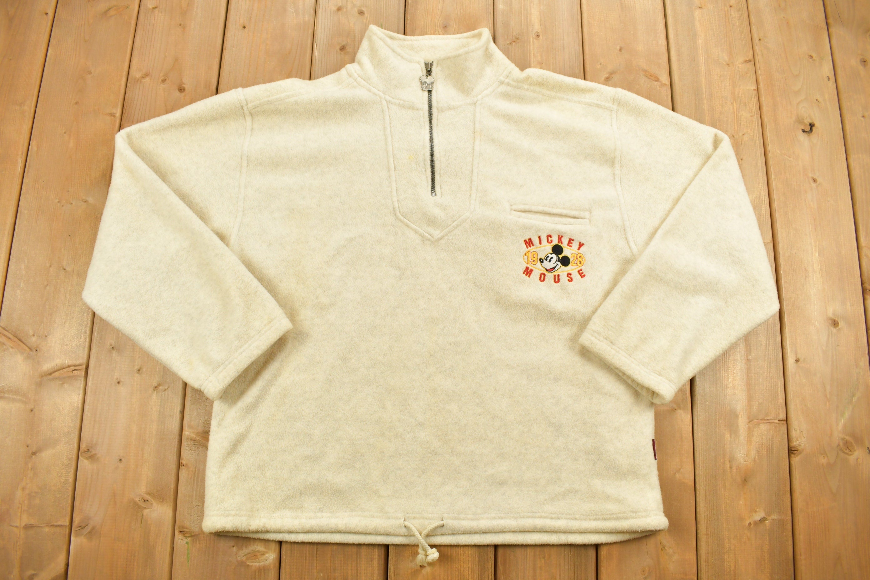Vintage 1990s Mickey Mouse Quarter Zip Fleece Sweater