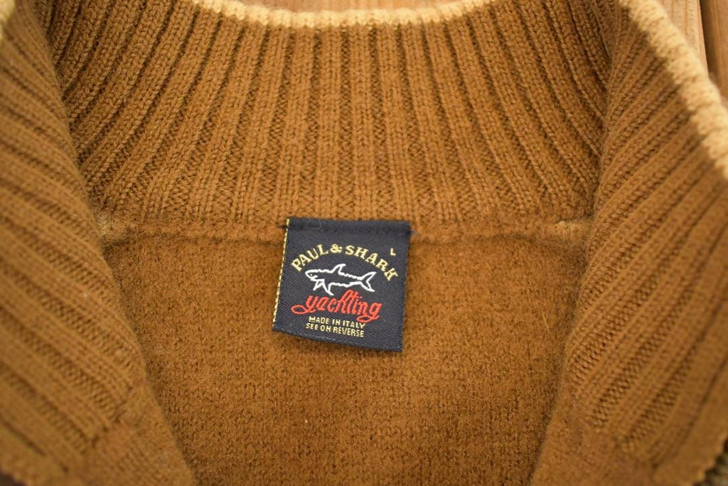 Vintage 1980s Paul Shark Yachting Wool Knit Full Zip Sweater Mens M /