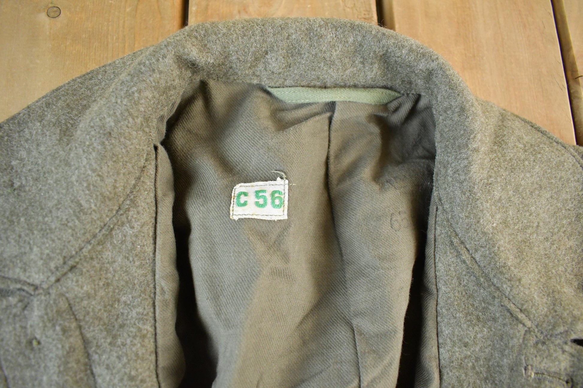 Vintage 1940s WW2 Era European Military Wool Collared Army Jacket Men's Large
