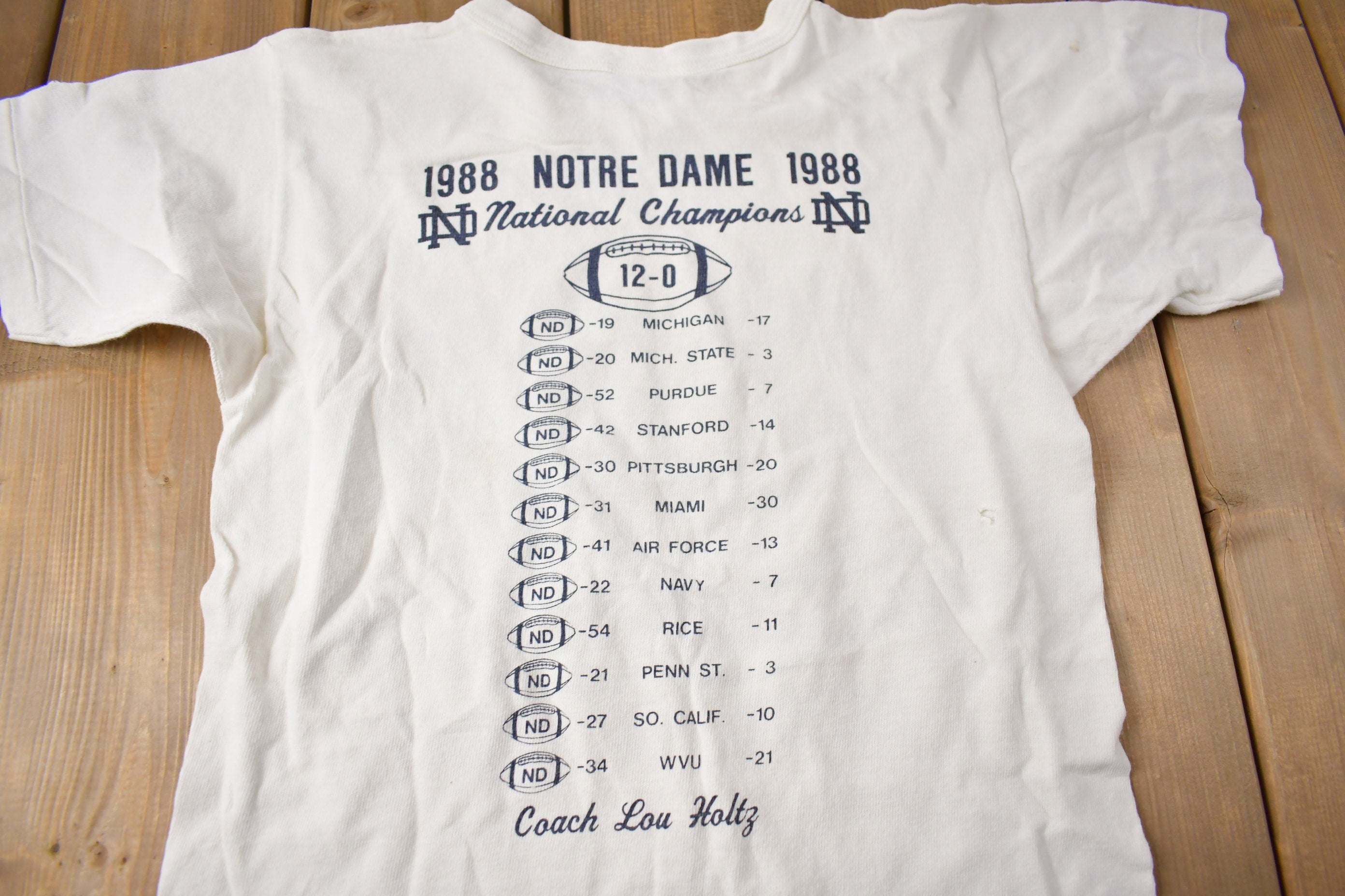 Vintage 1988 Notre Dame Fighting Irish Collegiate Champion Ringer T-Shirt