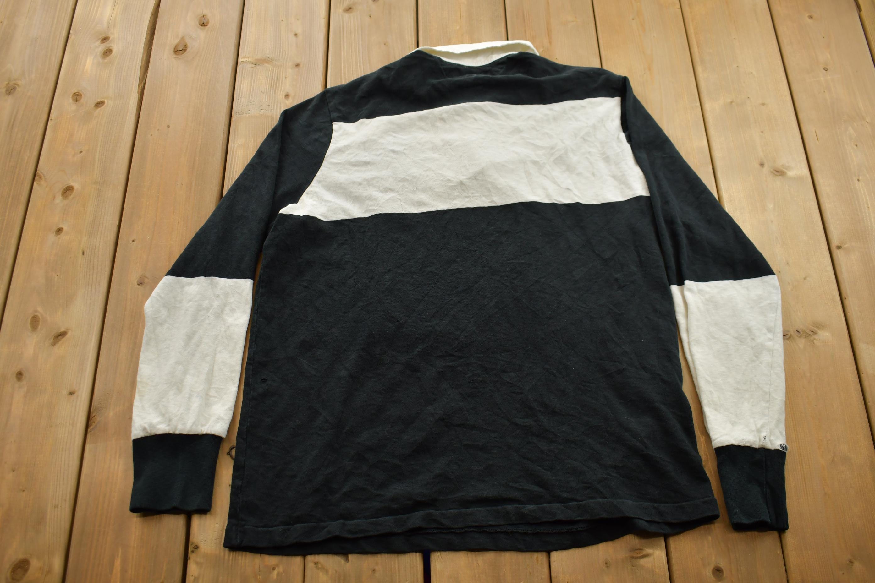 Vintage Y2K Polo Ralph Lauren Black And White Rugby Sweatshirt