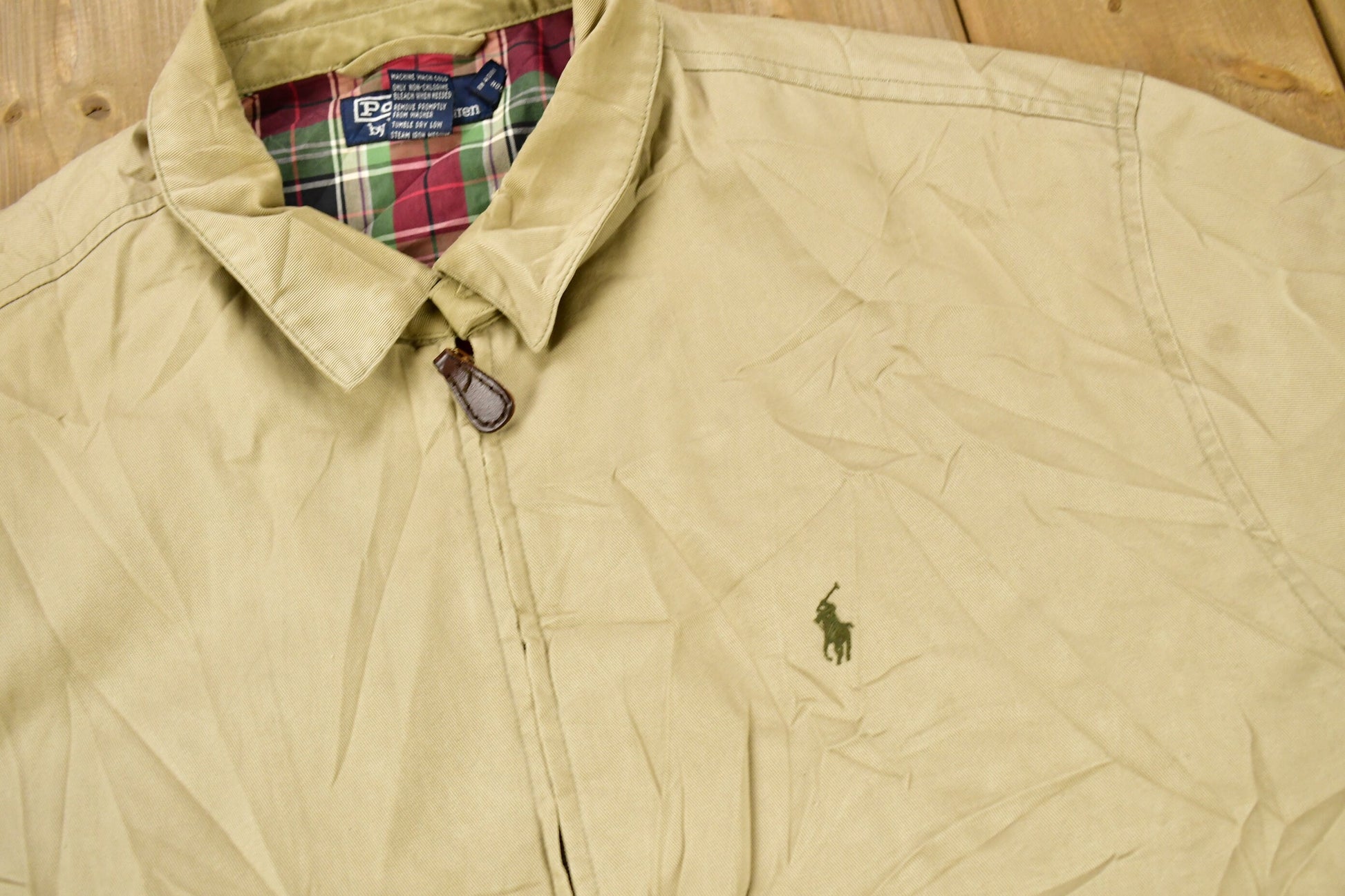 Vintage 1990s Polo Ralph Lauren Plaid Lined Harrington Windbreaker Jacket