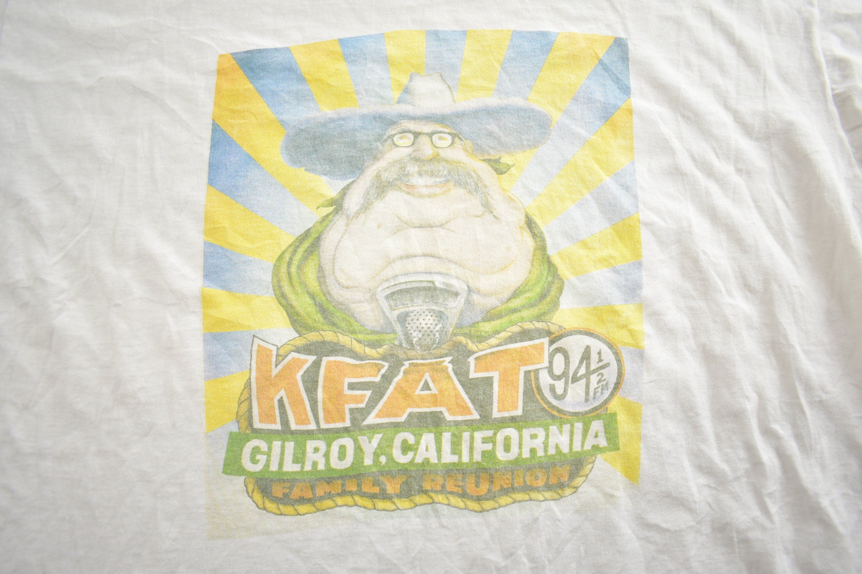 Vintage 1990s KFAT Gilroy California Family Reunion Souvenir T Shirt Made In USA