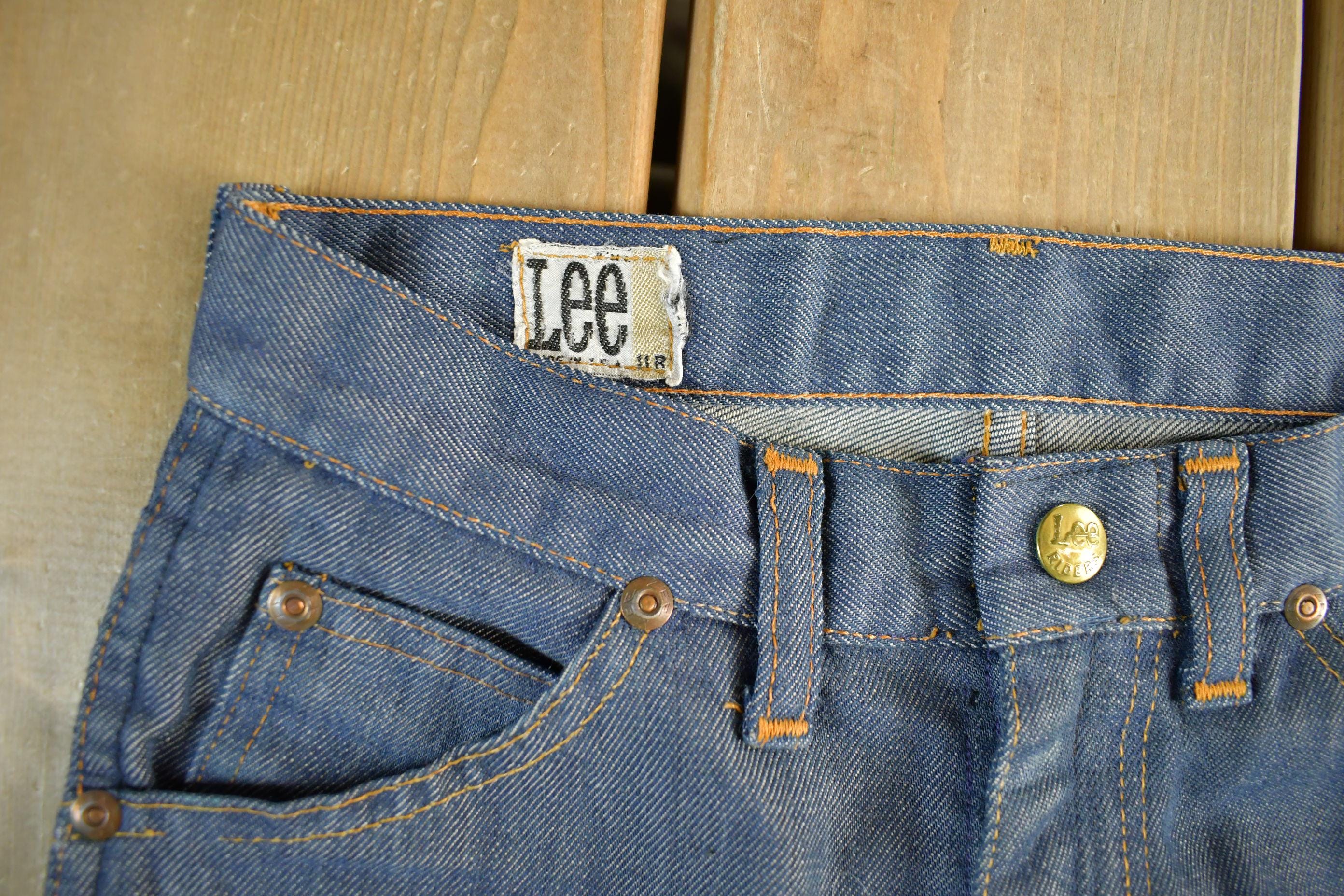 Vintage 1960s 1970s Lee Distressed Denim Jeans Youth 24 x 23.5