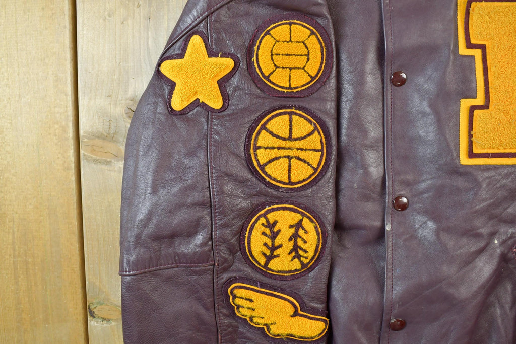 Vintage 2005 Holloway Lorelle Collegiate Leather Bomber Jacket Made In USA