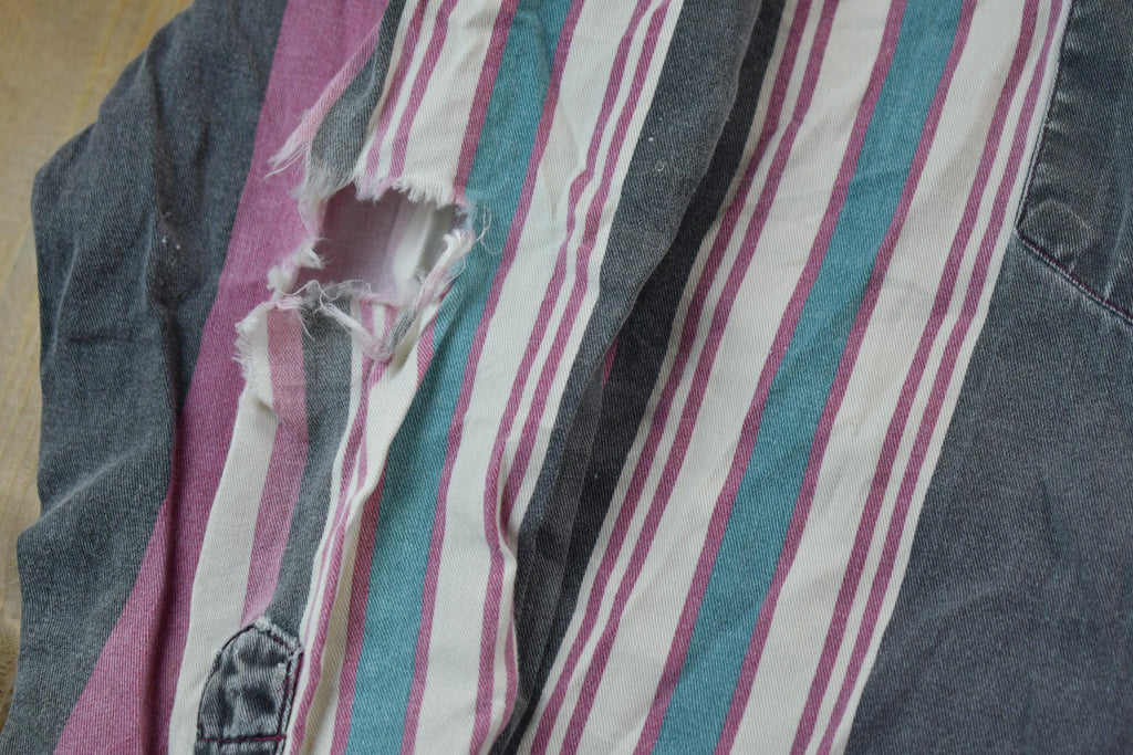 Vintage 1990s Graphic Button up Striped T-Shirt