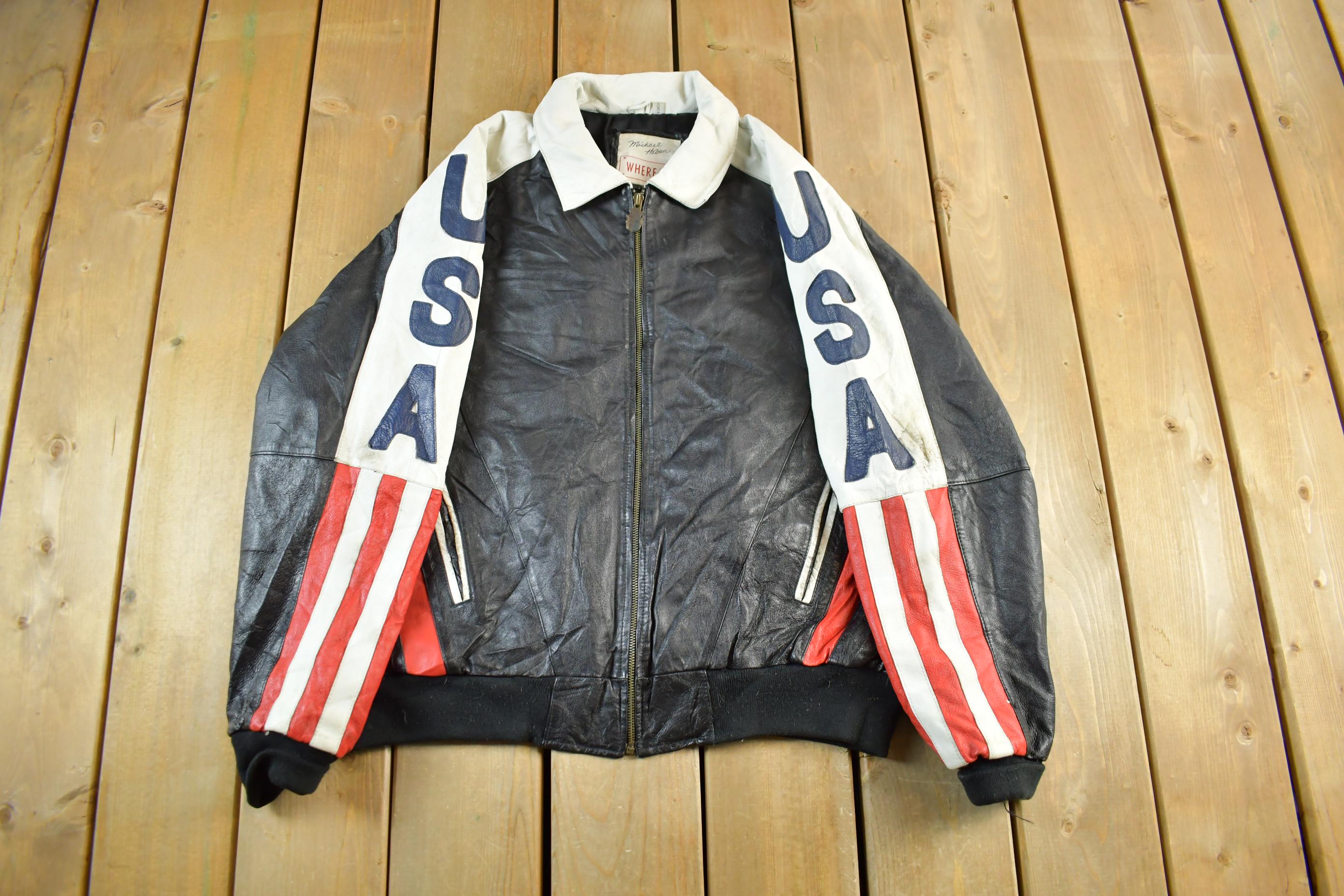 Vintage 1990s WHEREMI USA Leather Jacket Men's XL