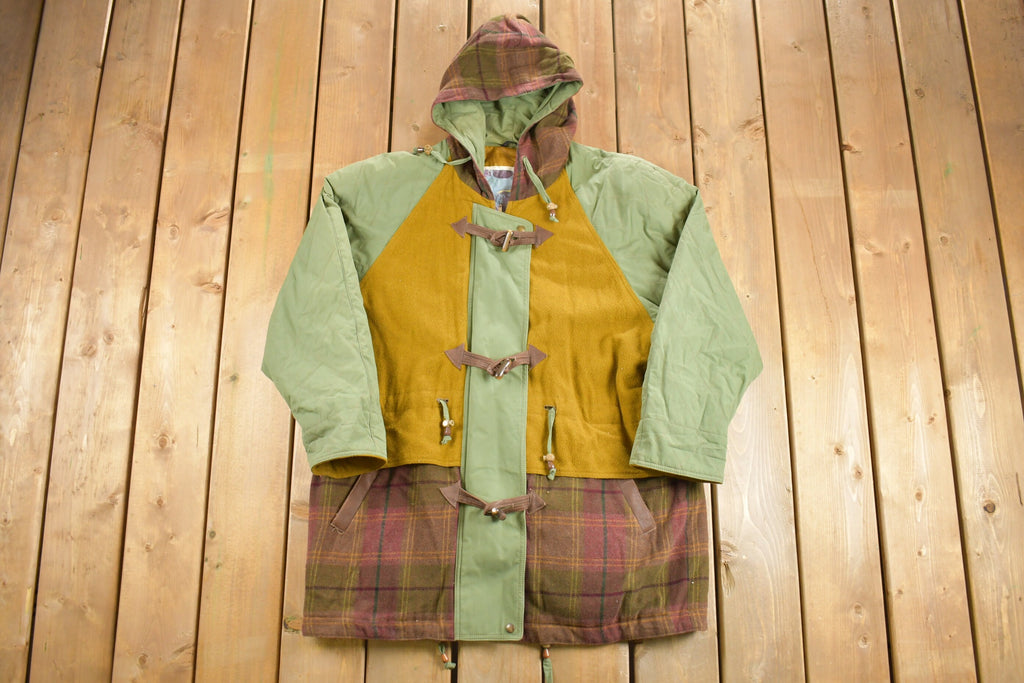 Vintage 1990s Utex Hooded Field Jacket Plaid Wool