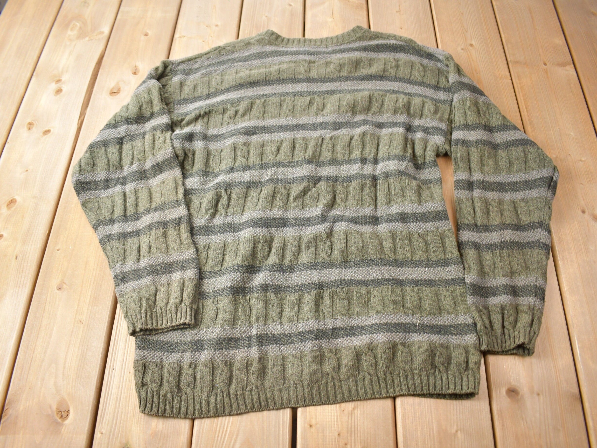 Vintage 1990s Bill Blass Knit Striped Crewneck Sweater