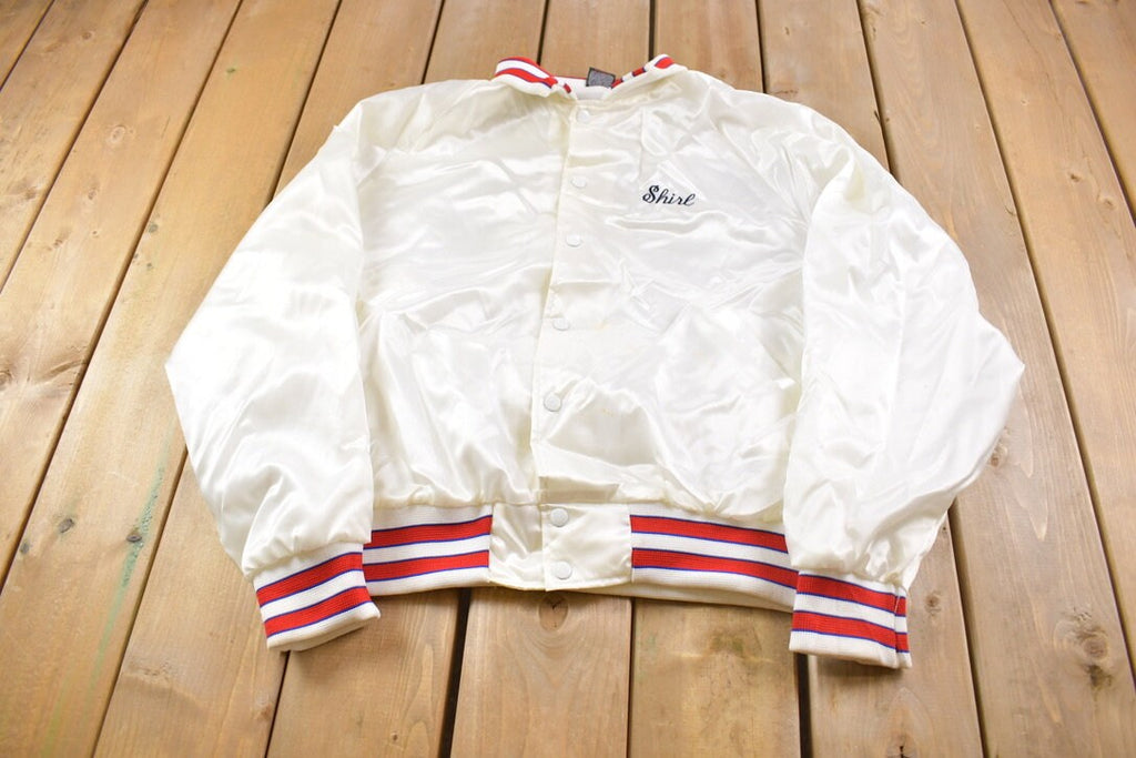 Vintage 1980s Aristo Jac Black North Chapter Satin Bomber Jacket