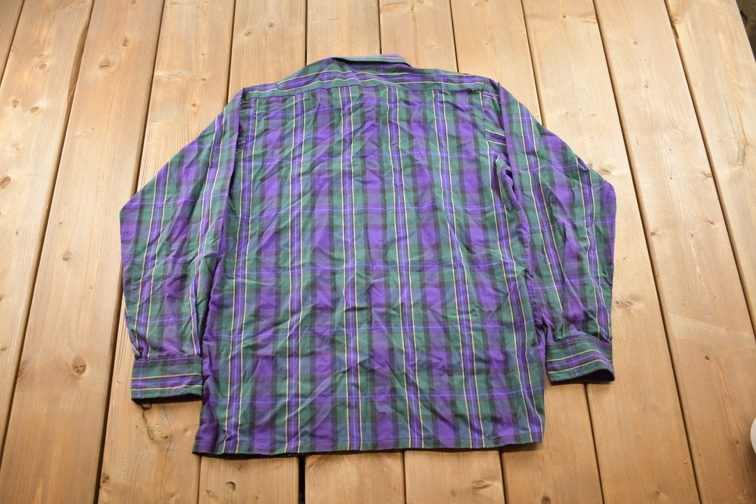 Vintage 1990s Oscar Dela Renta Plaid Flannel Button Up Shirt