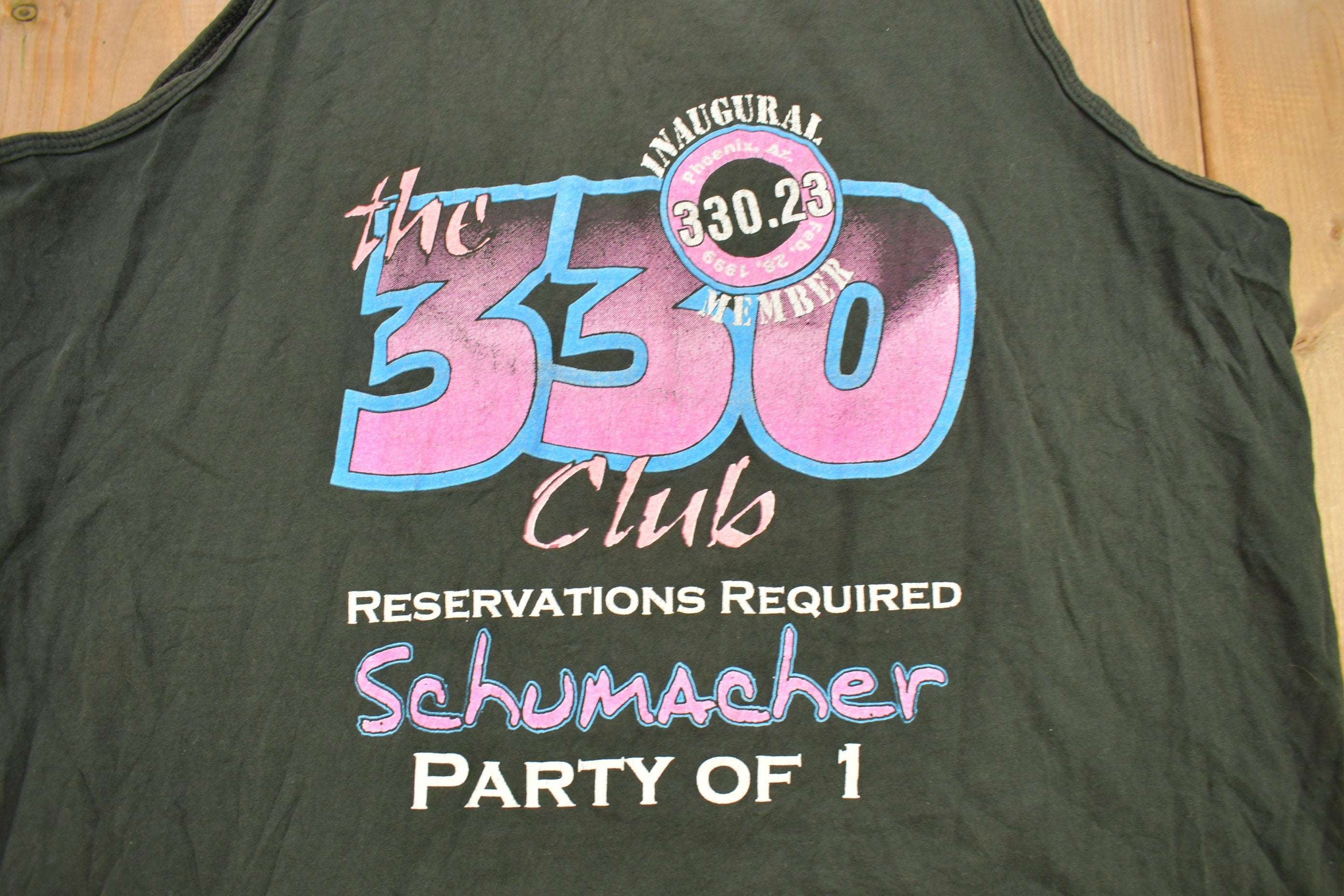 Vintage 1999 Tony Schumacher The 330 Club NASCAR Racing Tank Top Shirt