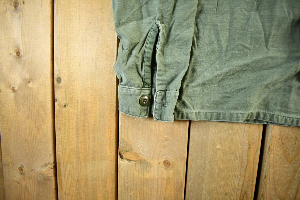 Vintage 1960s 1970s OG-107 Military Sateen Shirt Men's Large