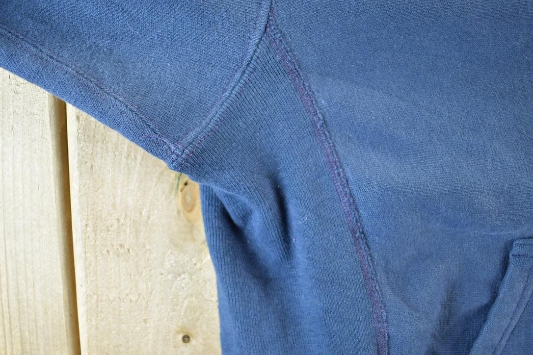 Vintage 1990s Blank Navy Cross Grain Hoodie Sweatshirt Mens L