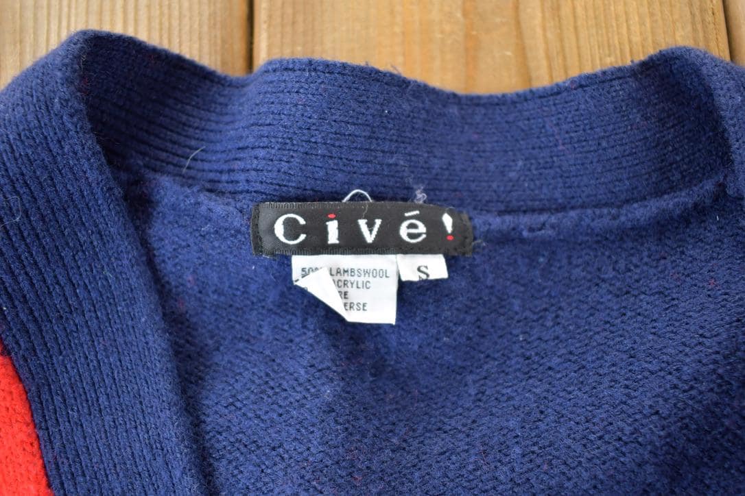 Vintage 1990s Cive Knit Abstract Pattern Cardigan Sweater