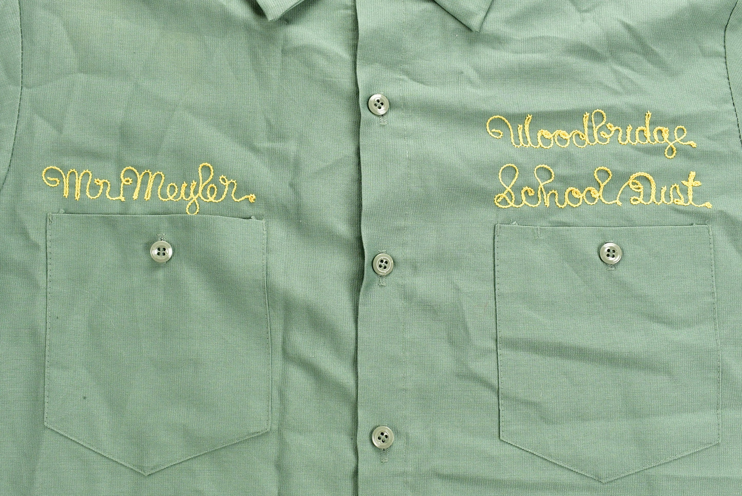 Vintage 1980s Chain Stitched Button Up Uniform T-Shirt / Mr. Meyler / Embroidere