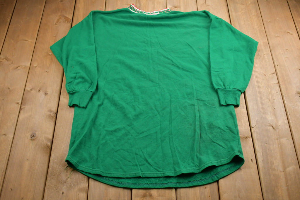 Vintage 1990s Candy Cane Christmas Sweater , 90s Holiday Crewneck , Winter Wear , Festive Graphic Print