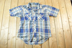 Vintage 1980s Outlaw Western Wear Plaid Button Up Shirt Men's L