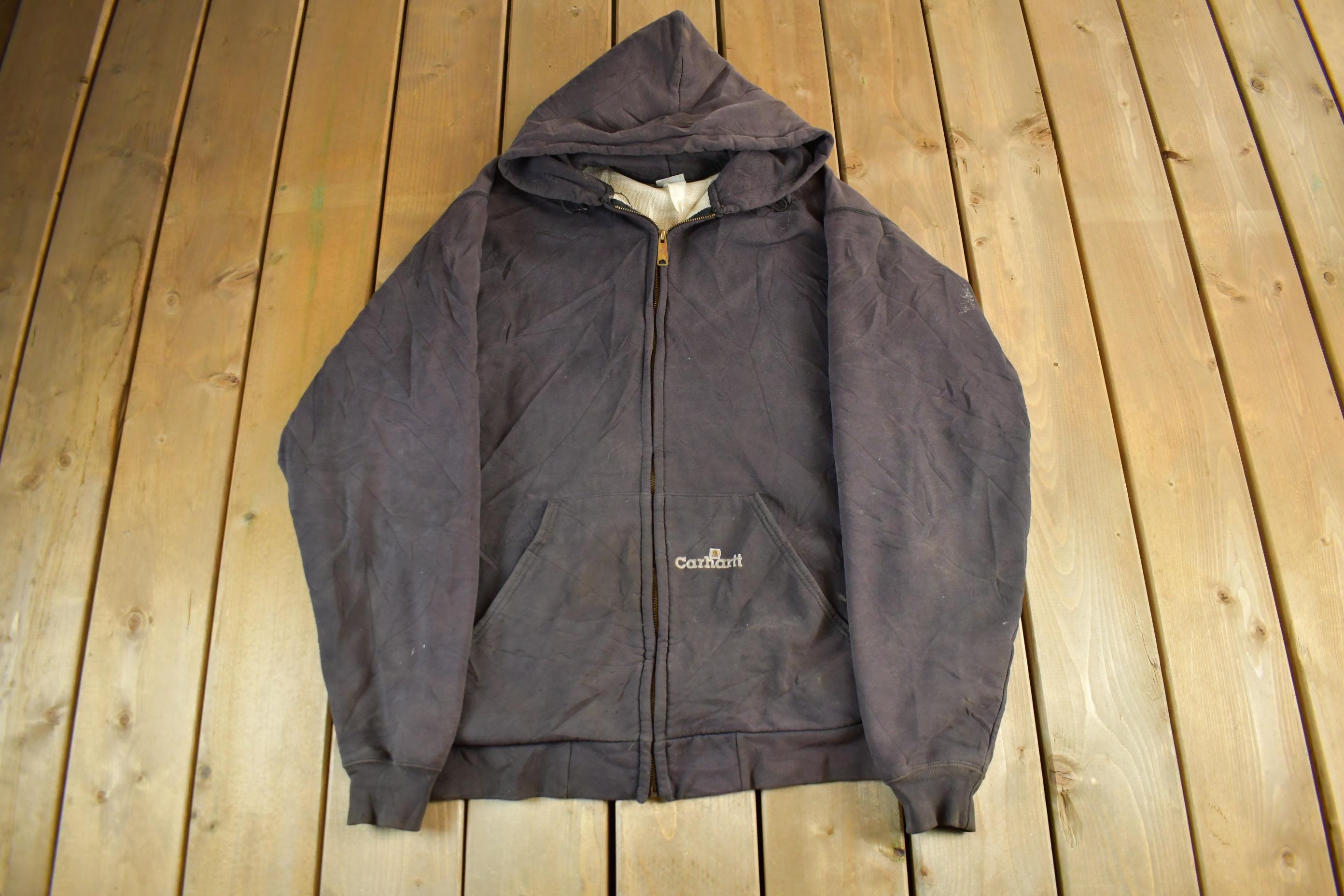 Vintage 1990s Carhartt Zip Up Thermal Hoodie Men's Medium