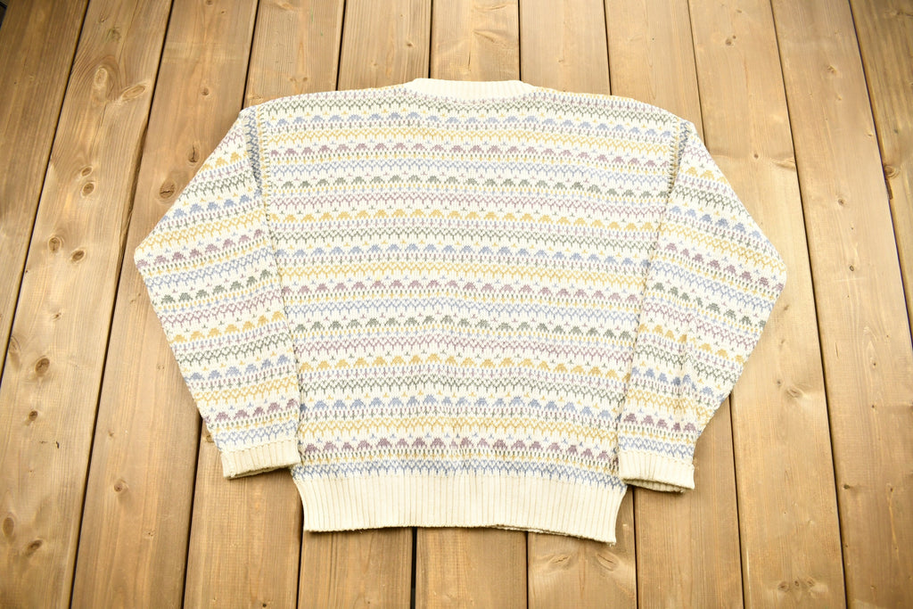 Vintage 1990s Steeple Chase Knitted Striped Crewneck Sweater
