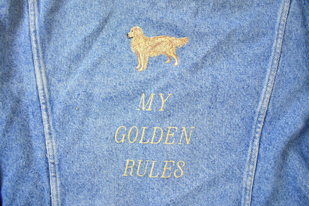 Vintage 1990s Golden Retriever Distressed Lee Jean Jacket