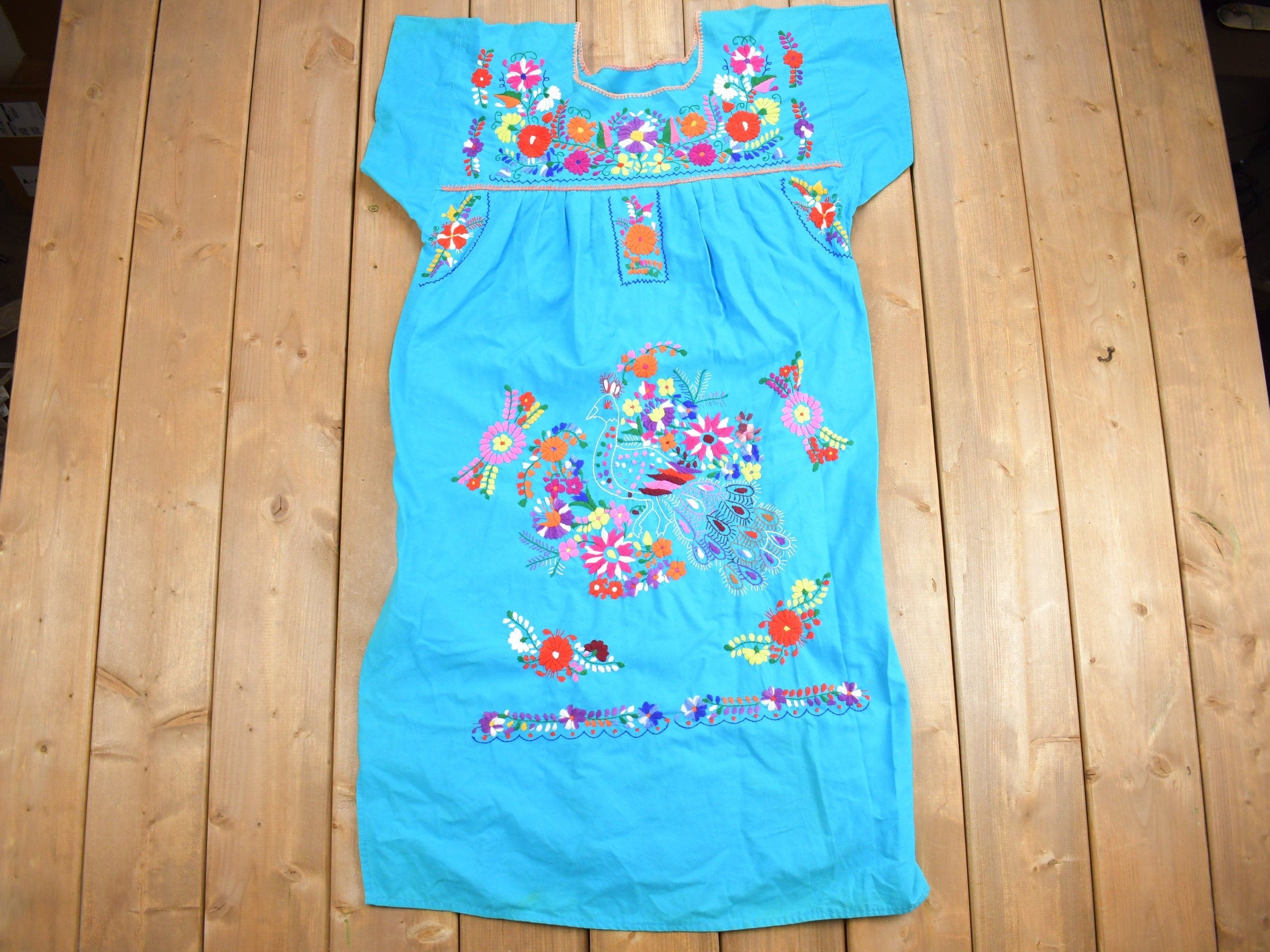 Vintage 1960s Hand Embroidered Mexican Dress