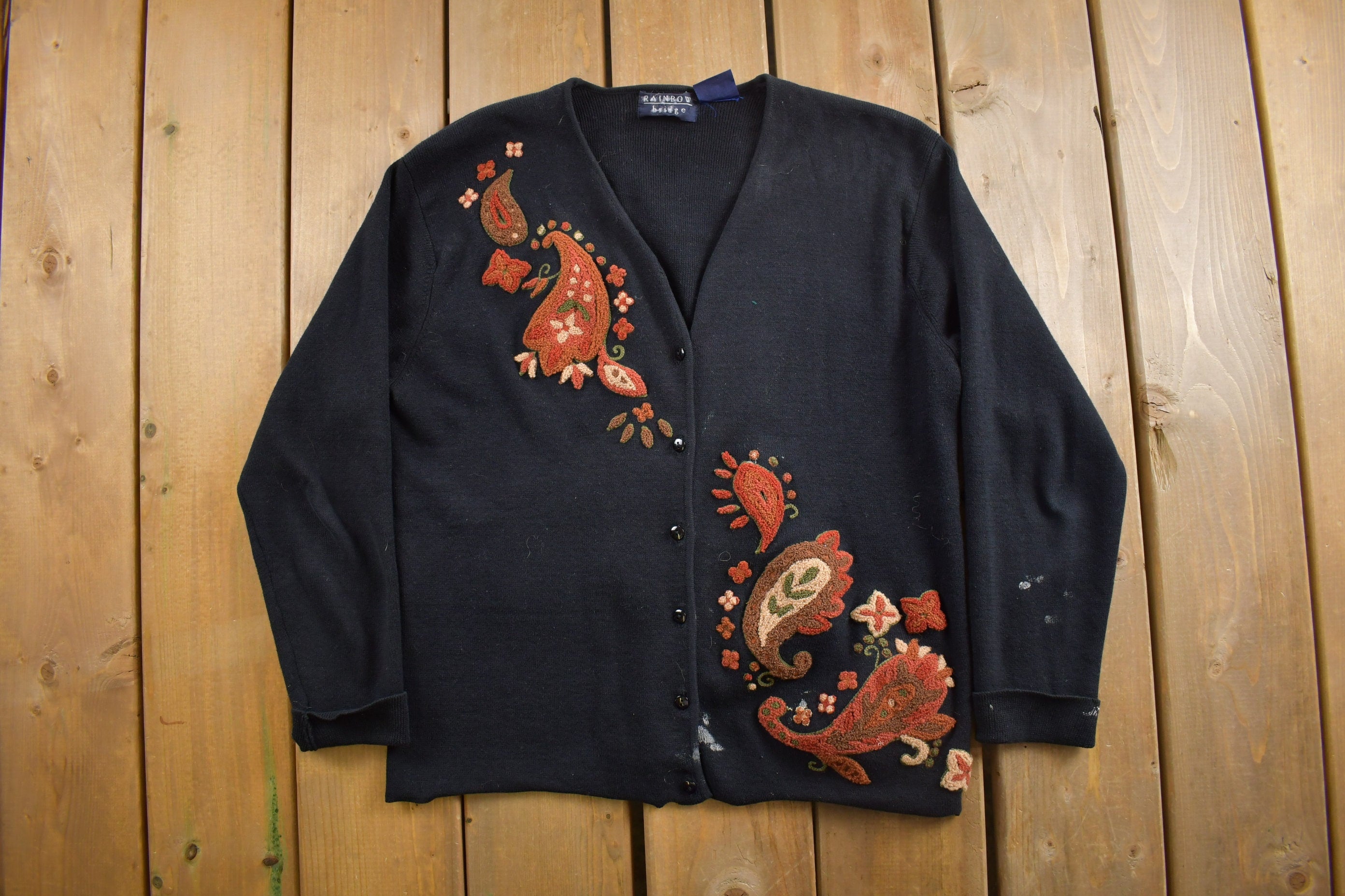 Vintage 1990s Paisley Pattern Cardigan Sweater