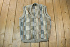 Vintage 1990s Tosani Cardigan Knit Sweater Vest  90s Crewneck  Made In Canada  Preppy