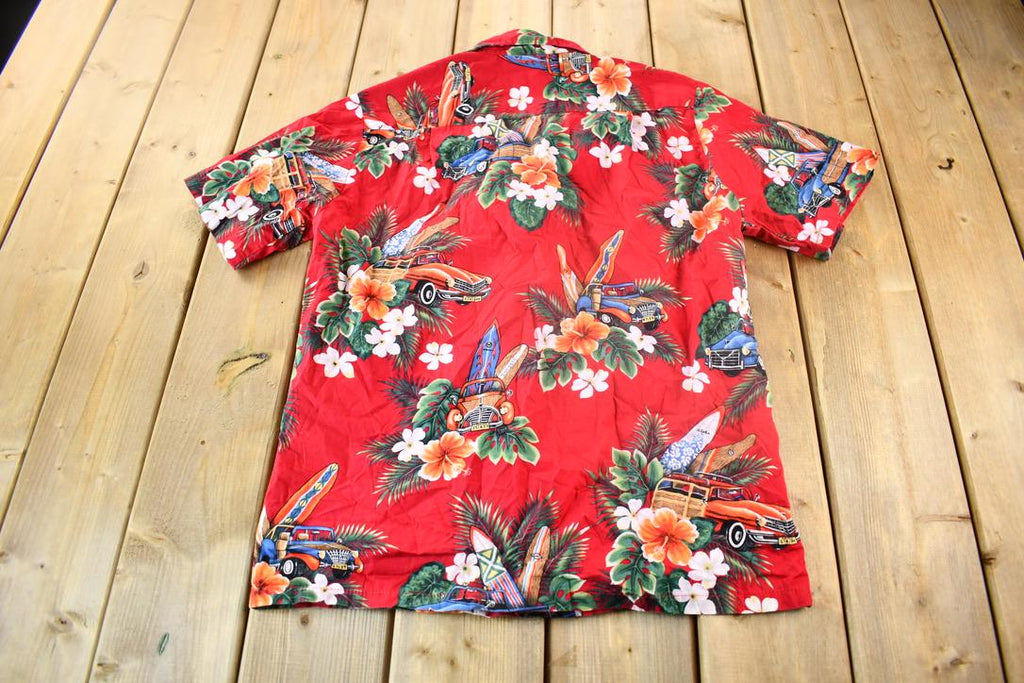 Vintage 1980s Hawaii Beach Theme Button Up Shirt