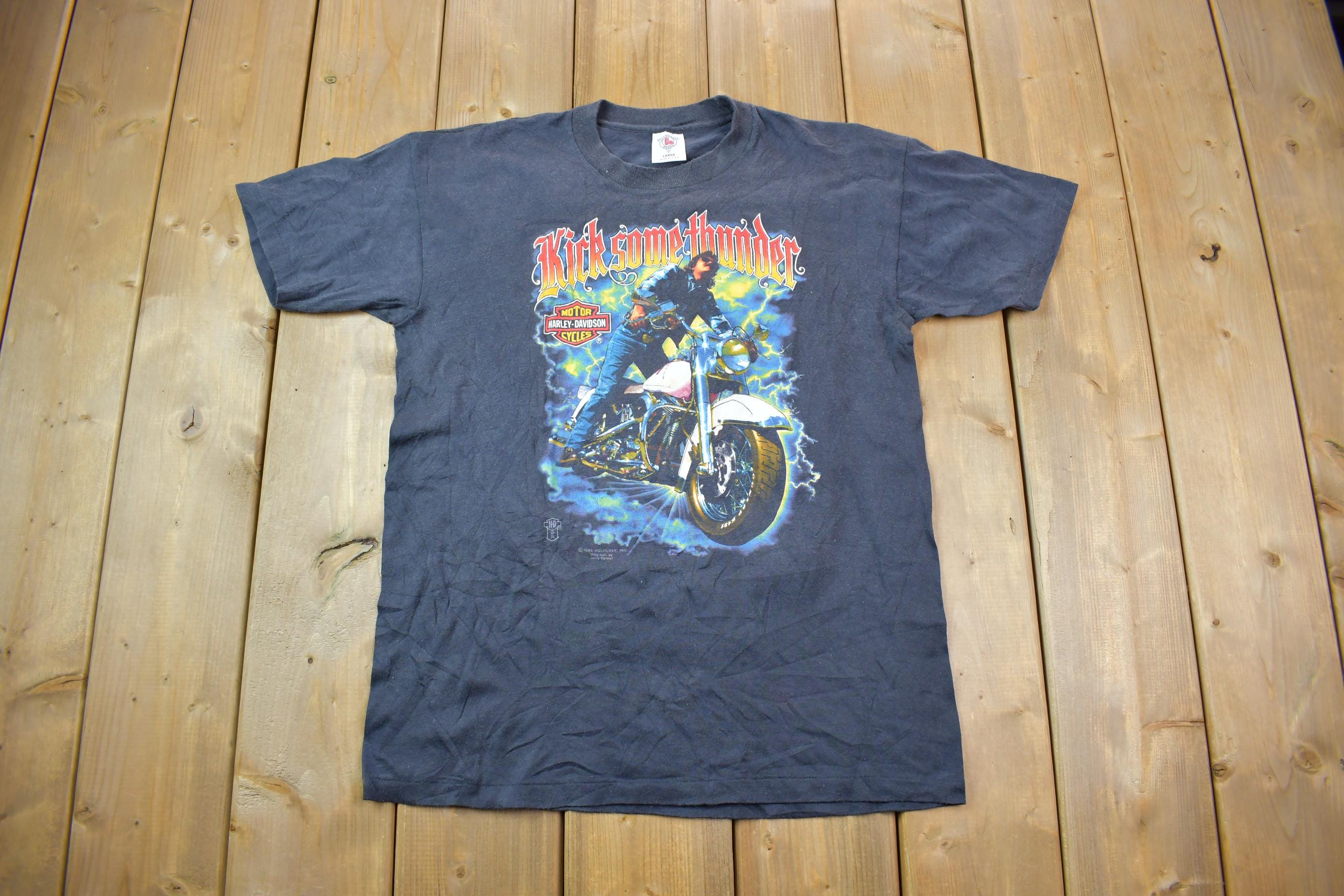 Vintage 1988 Harley Davidson Motorcycles The Silver Mine Edgewood MD Graphic T-Shirt /