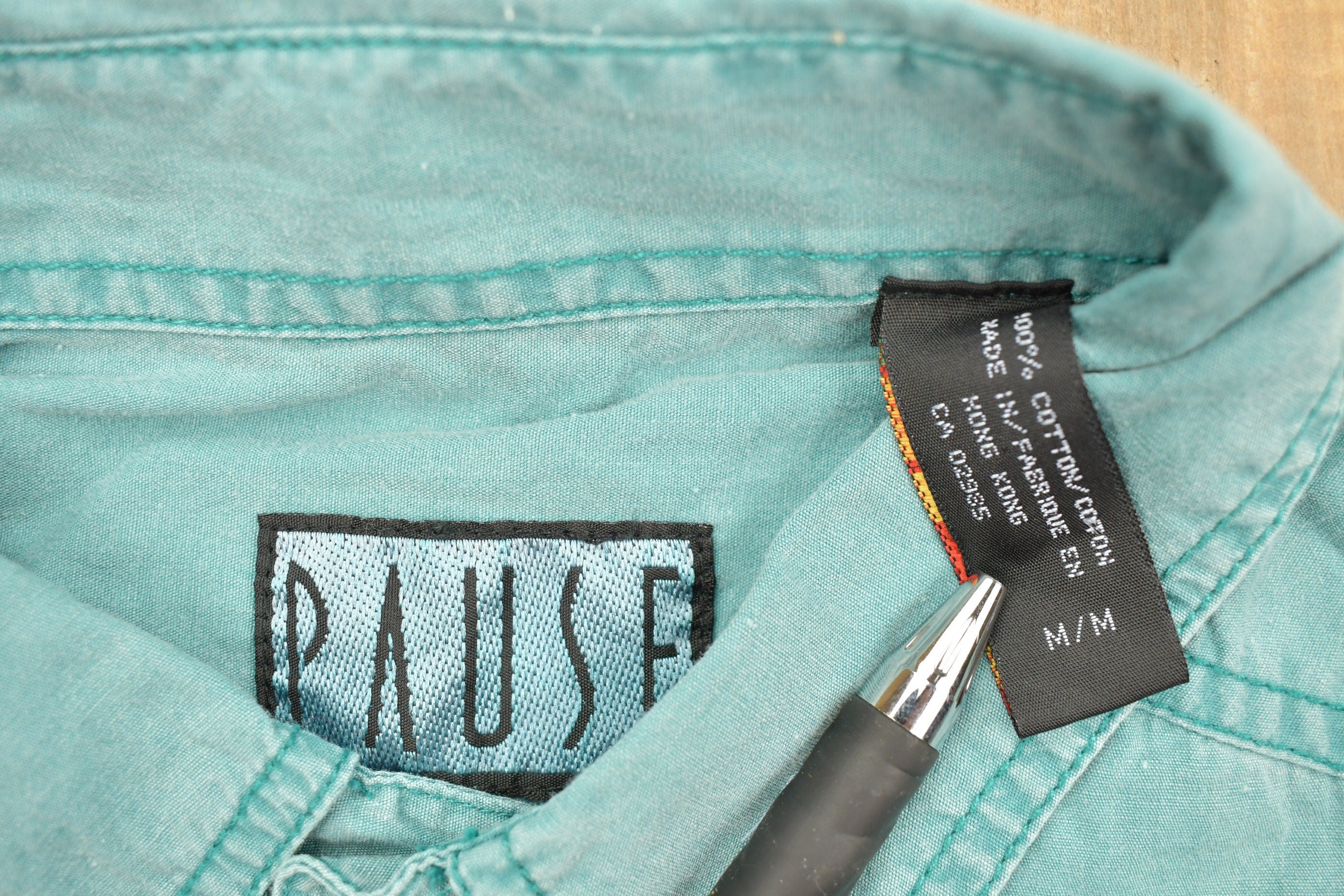 Vintage 1990s Pause Turquoise Button Up Shirt