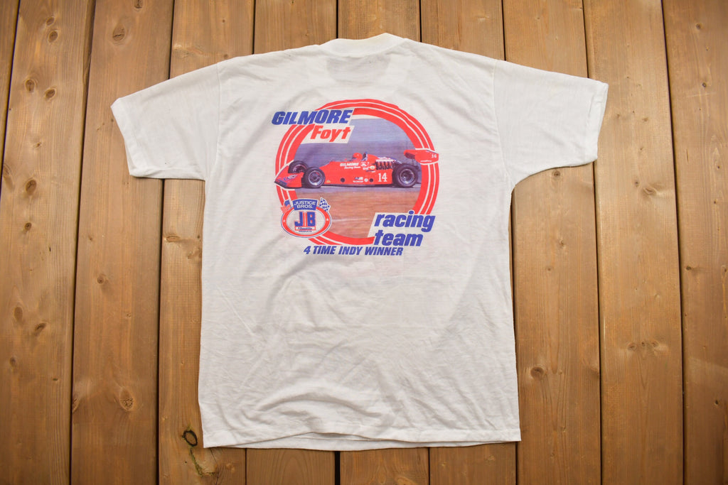 Vintage 1980s Gilmore Foyt Indie Car Racing Graphic T Shirt