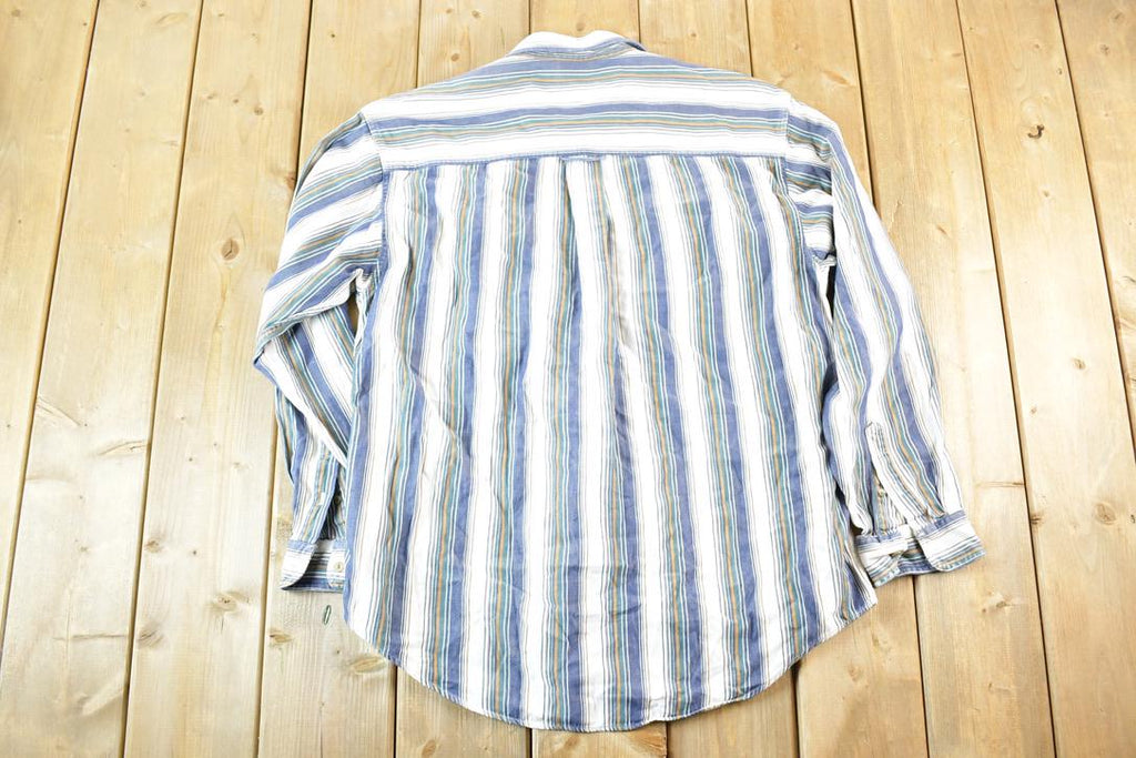 Vintage 1990s Eddie Bauer Striped Button Up Shirt Mens L