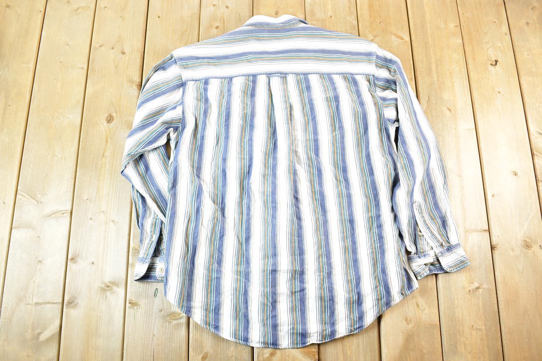 Vintage 1990s Eddie Bauer Striped Button Up Shirt Mens L